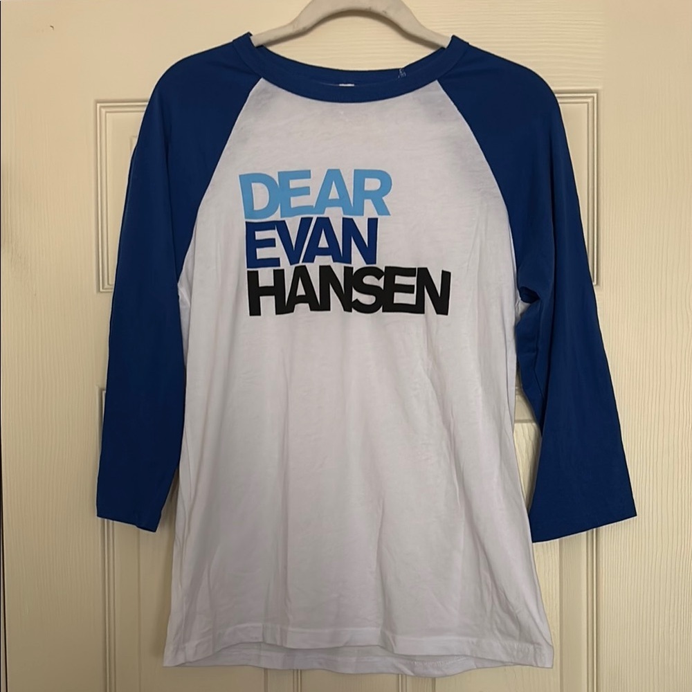 Bella Canvas Blue and White Long Sleeve Tee with “Dear Evan Hansen” Logo